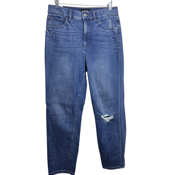 Express Mom Jean Super High Rise Medium Wash Women's Size 8 Regular - Picture 1 of 8